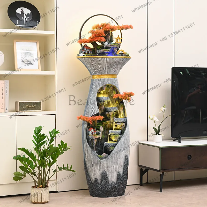 Living room water feature flowing water ornament circulating water system new Chinese rockery fountain feng shui wheel landscape