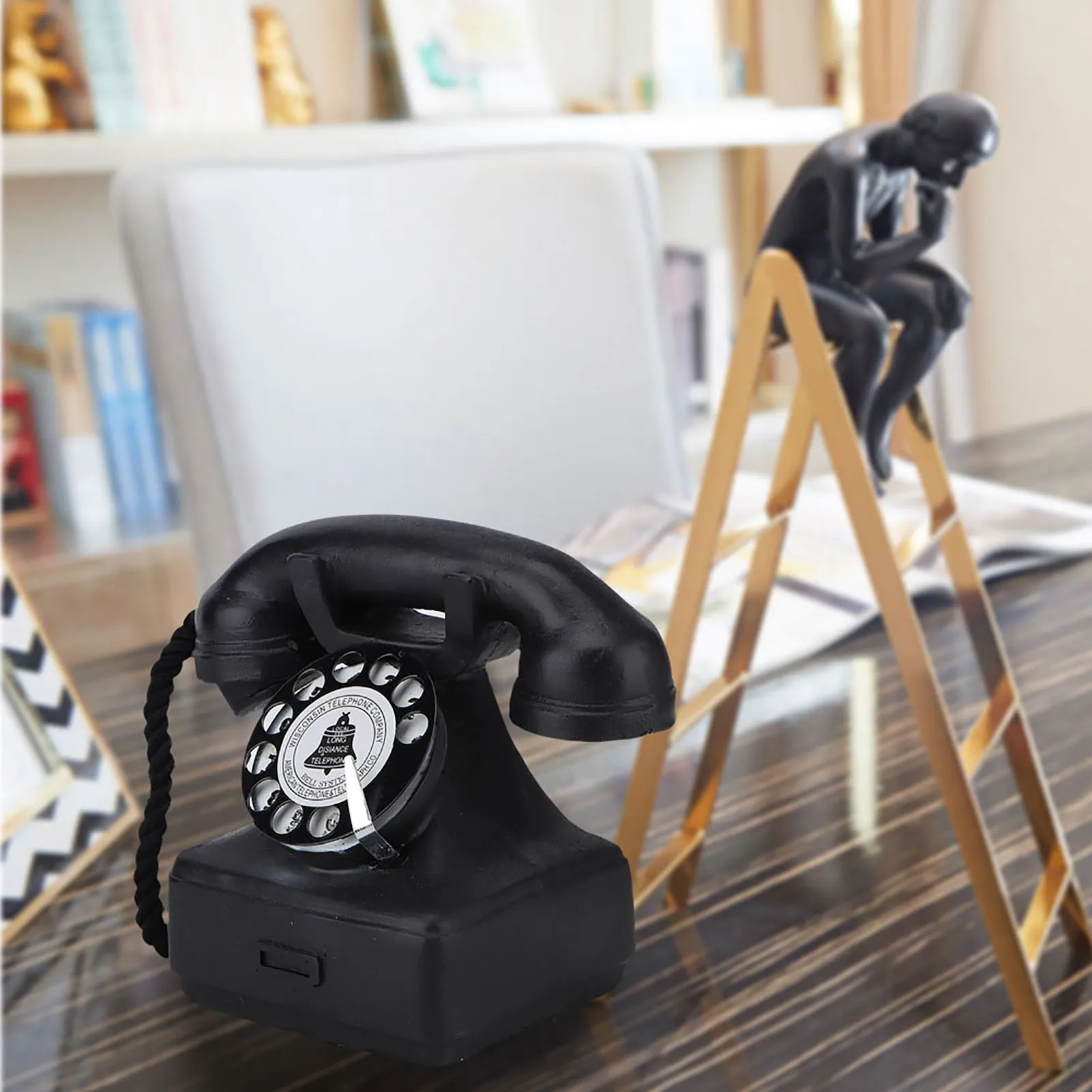 Vintage Retro Antique Phone Model Wired Corded Landline Telephone Ornaments Home Room Desk Decoration