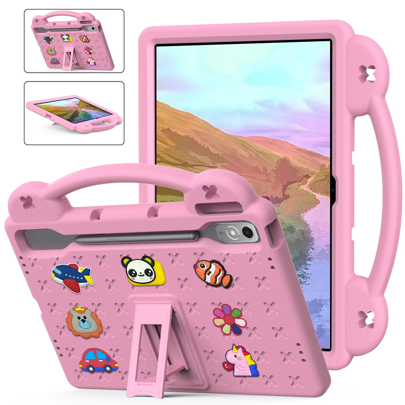 Cute Bear EVA Stand Case Universal For Lenovo Xiaoxin Pad Pro 12.7 2025 P12 2023 TB-370 373FU 375FC Kids Cover Hand Holder