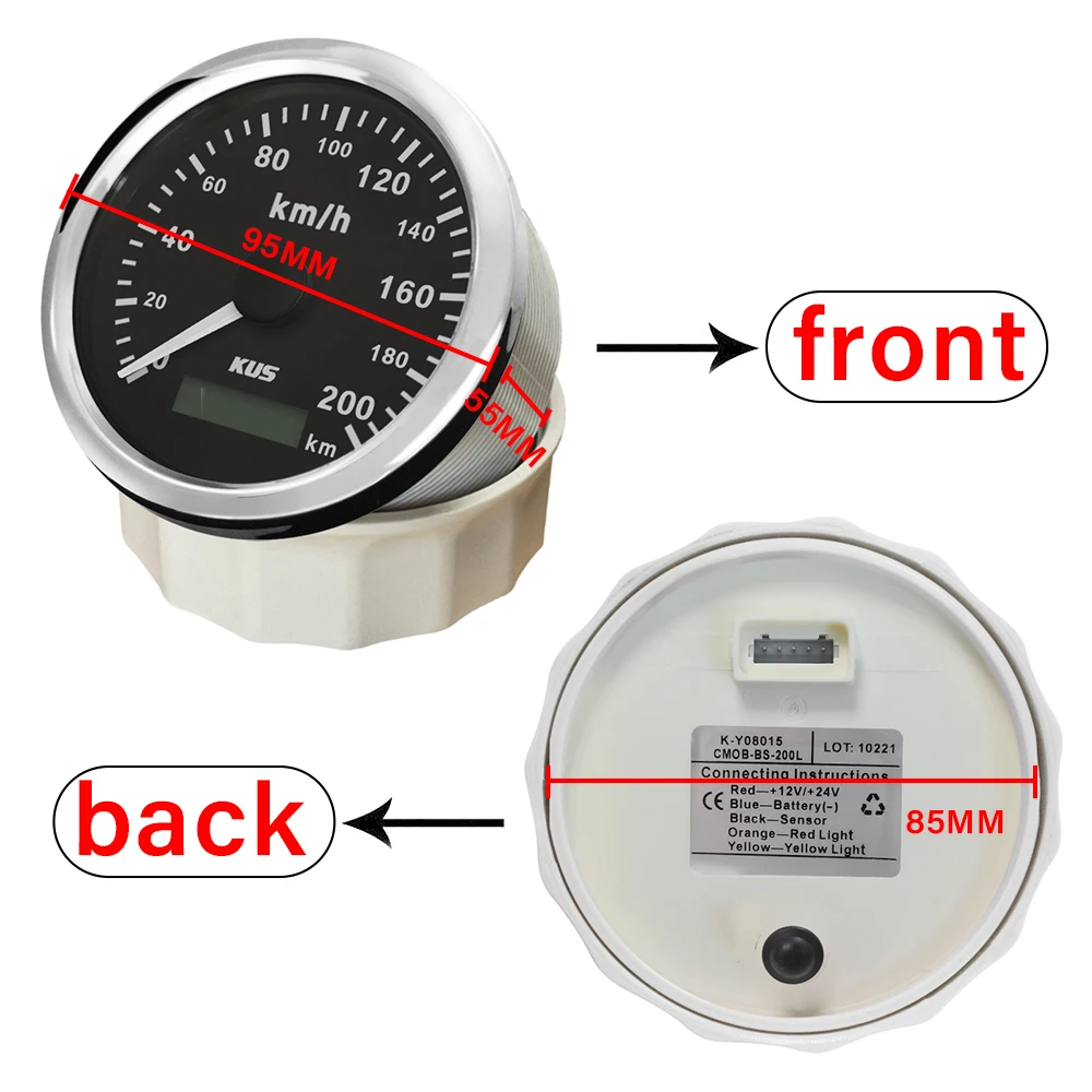 KUS 85mm 0-120 KM/H 0-200 KM/H Universal Puls Tacho Milometer Geschwindigkeit Wasserdichte Manometer Rot und gelb Hintergrundbeleuchtung Verfügbar