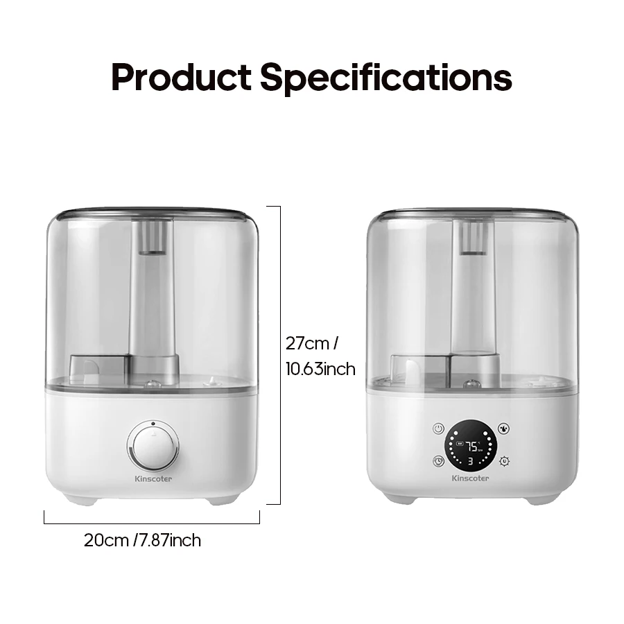 5L Air Humidifier Professional Large Capacity Home Air Humidifiers Ultrasonic Water Mist Diffuser Kinscoter Brand