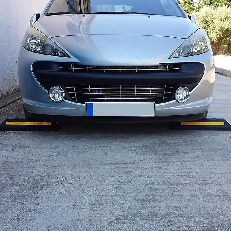 Tappo per garage per parcheggio Guida per cordolo di parcheggio in gomma resistente con nastro riflettente giallo Blocco di parcheggio per auto per