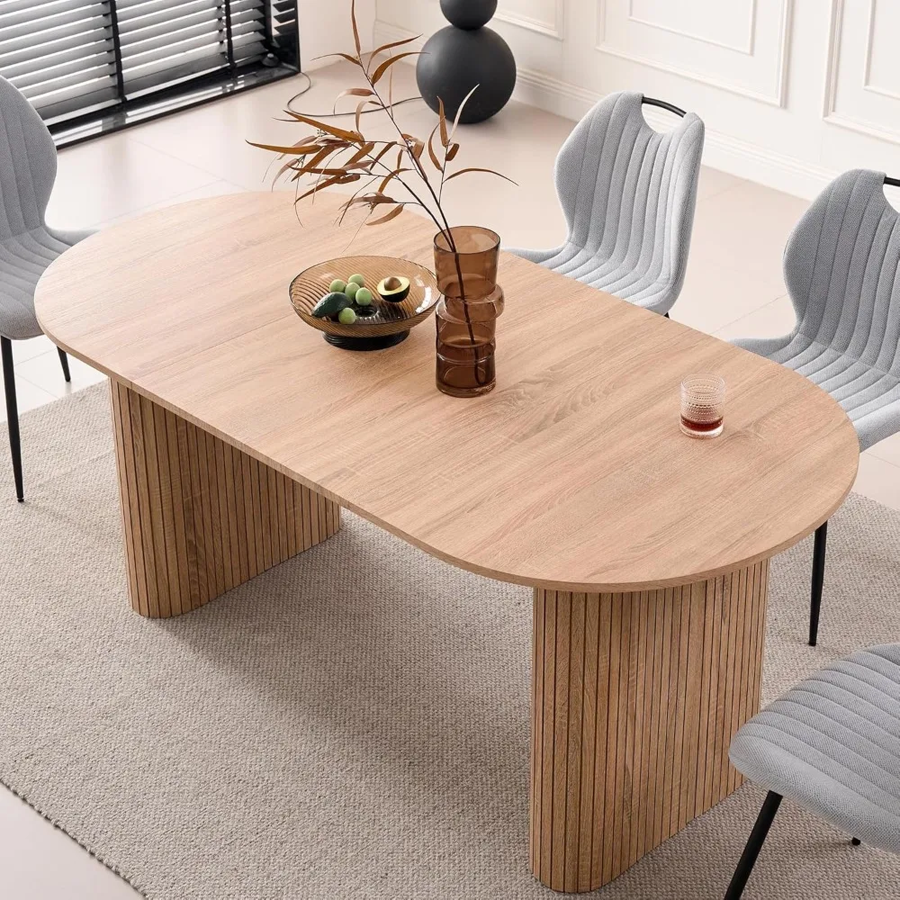 Mesa de comedor ovalada de 70,8 pulgadas para 4 y 6 personas, mesa de cena moderna de cocina de granja para desayuno, comedor, sala de recepción, personalizada