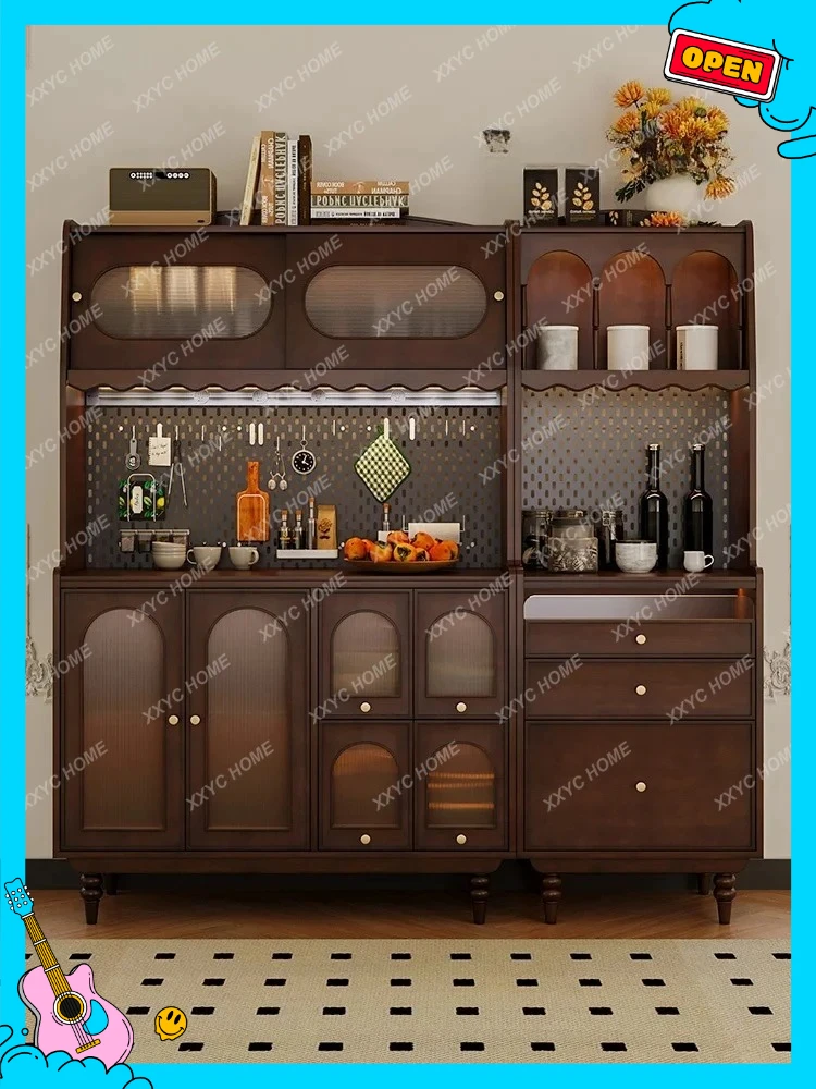 Y American solid wood kitchen dining side against the wall integrated locker French meal light luxury high sense light with hole