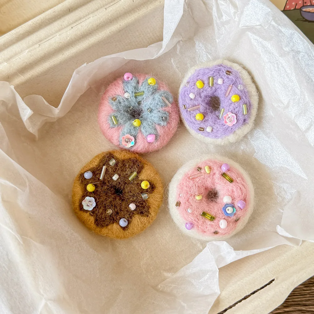 3pc simulação lã feltro donut bolo falso modelo foto adereços artesanal diy artesanato jóias acessórios festa de casamento decoração de natal