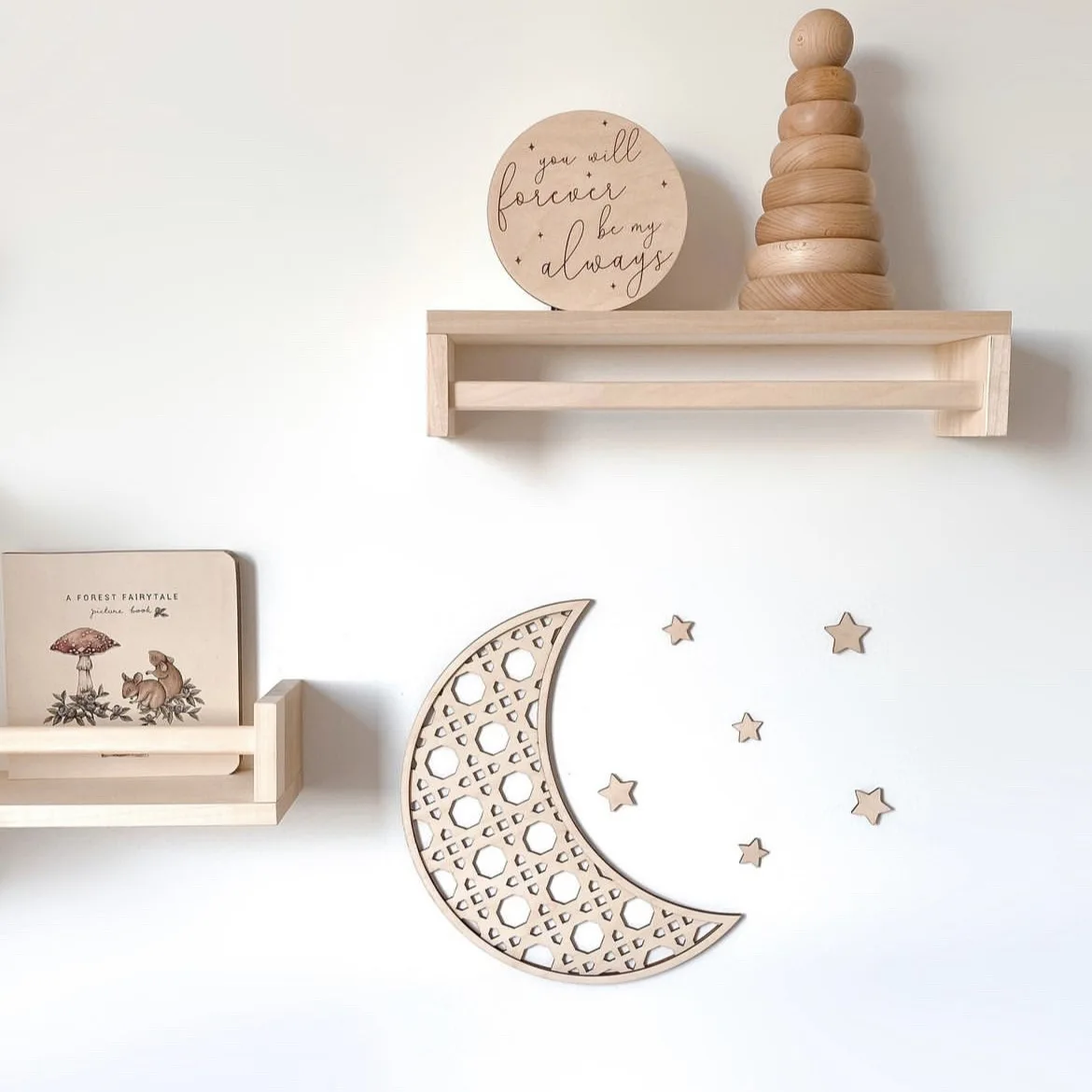 

ins Nordic children's room wooden hollow moon wall sticker decoration home wall decoration photo photography props