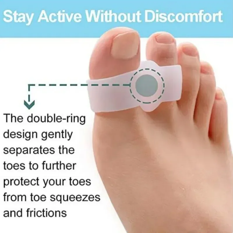 4/2pcs Silicone Two Hole Toe Separator Gel Foot Finger Protector Bunion Orthopedic Hallux Valgus Guard Straightener Pedicure