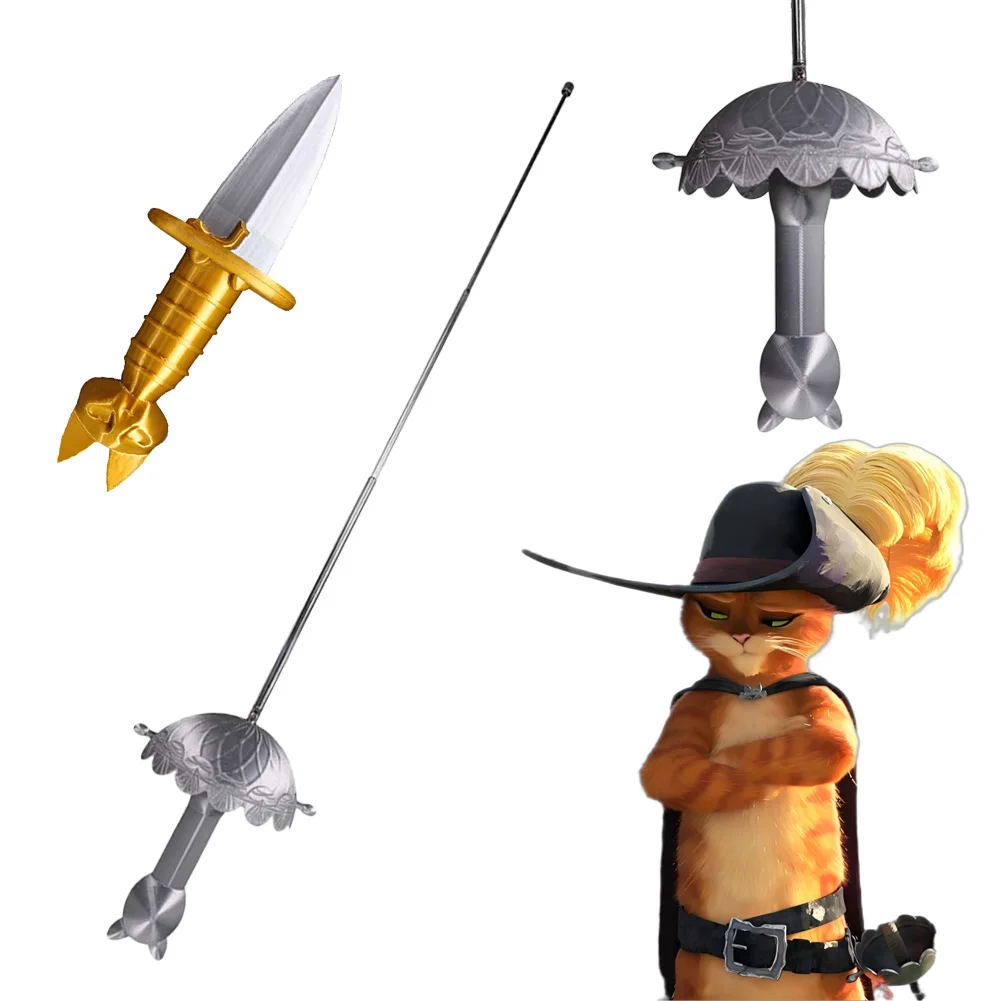

Fancy Dress Puss Into Boots Sword Plastic Prop For Boys Women Cartoon Cat Swordsman Costume Accessories Adult Party Gifts