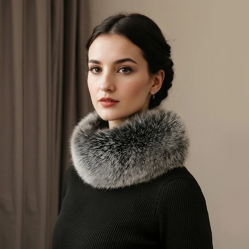 Fox Fur Scarf Fur Headband Women Winter Ring Fox Fur Scarves Luxury Neck Warmer Good Elastic 100% Natural Fur Mufflers for Women