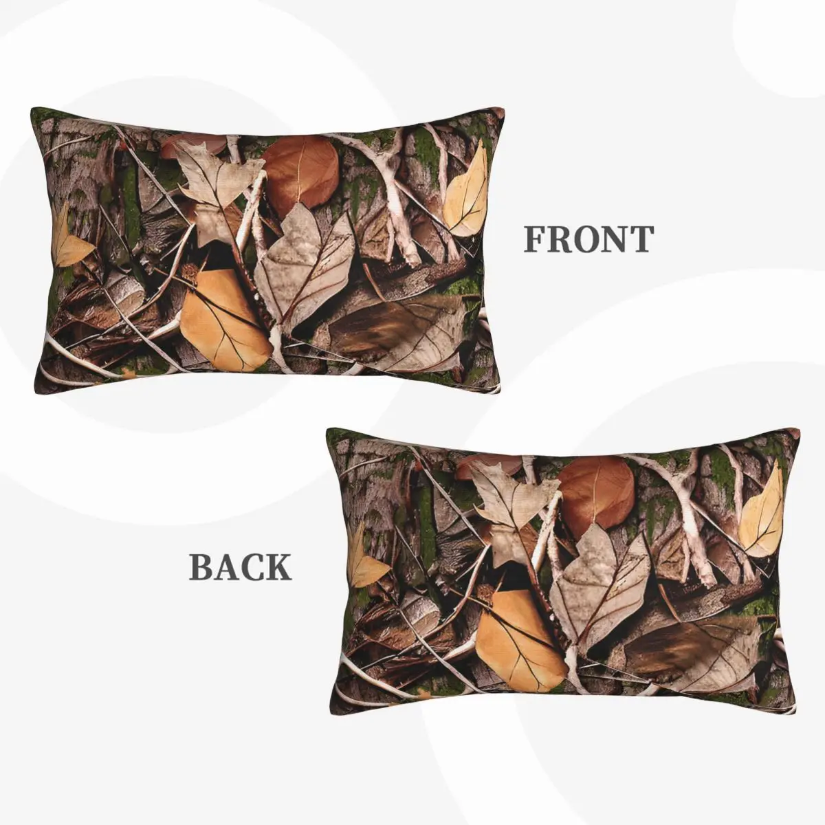 Realistic Tree Hunting Camo Leaves Sticks And Bark Rectangle Pillowcase Cushion Cover Decorative Bedroom Bed Home  Throw Pillow