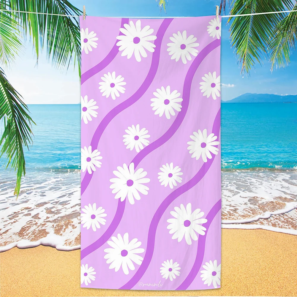 

Пляжное полотенце с цветами в стиле Ins, тонкая быстросохнущая микрофибра с цифровой печатью, легкая, для плавания, йоги, путешествий, тренажерного зала, подарок