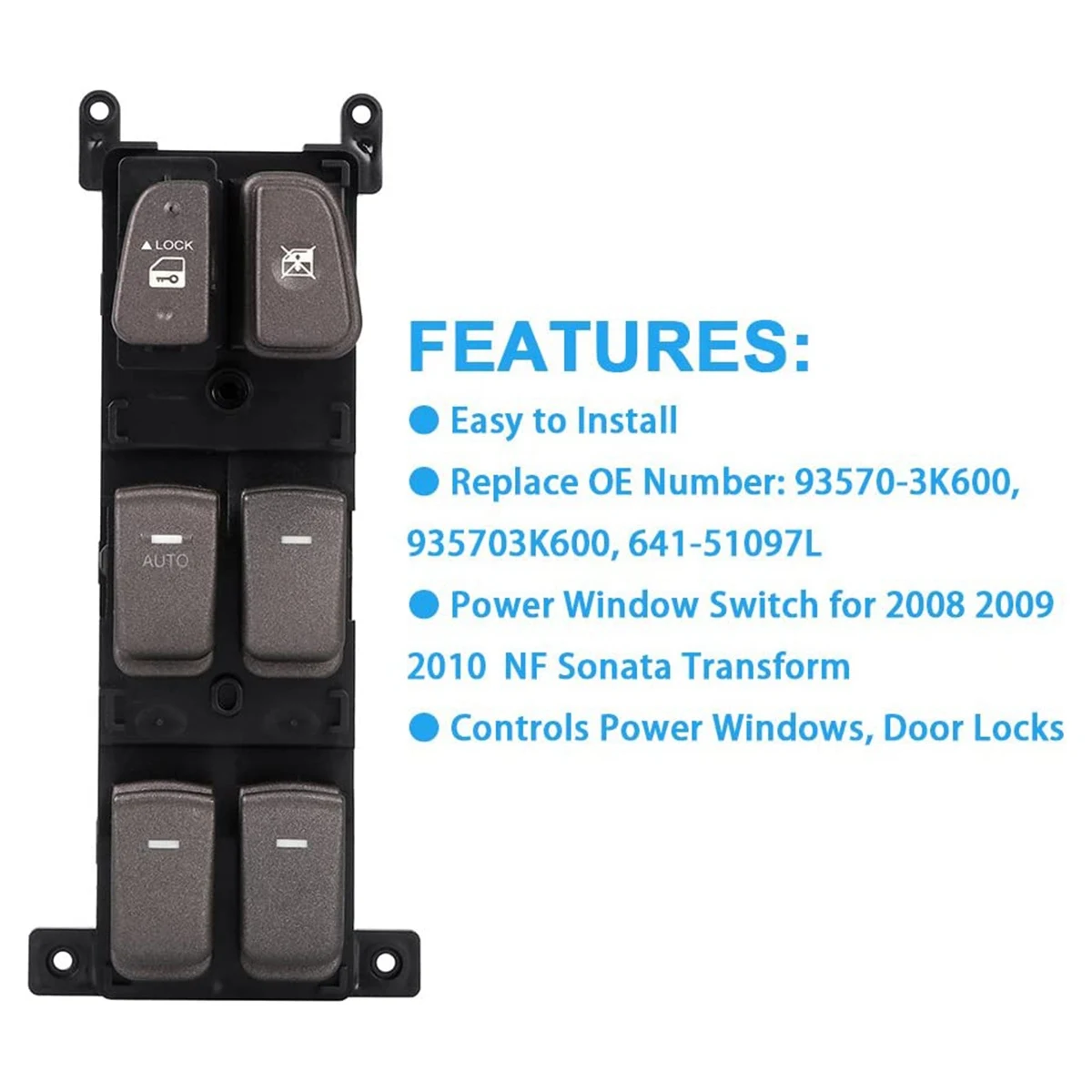 93570-3K600 Car Electric Power Window Master Switch for Hyundai Sonata 2008-2010 935703K600