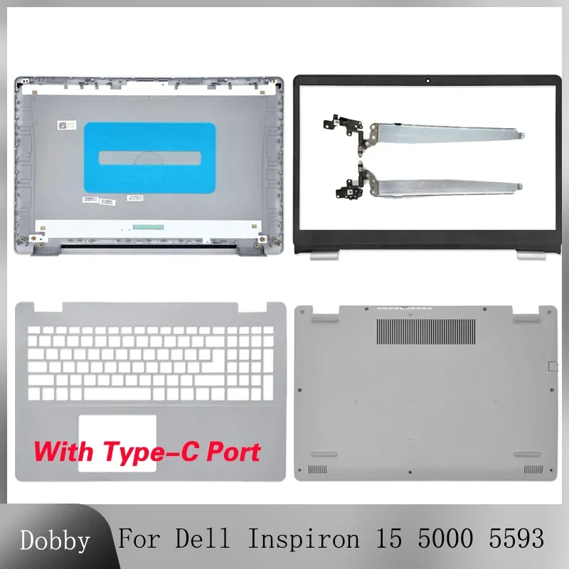 

Original for Dell Inspiron 15 5000 5593 032TJM 0V5JHC LCD Back Cover Hinges Front Bezel Upper Palmrest Cover Bottom Case Silver