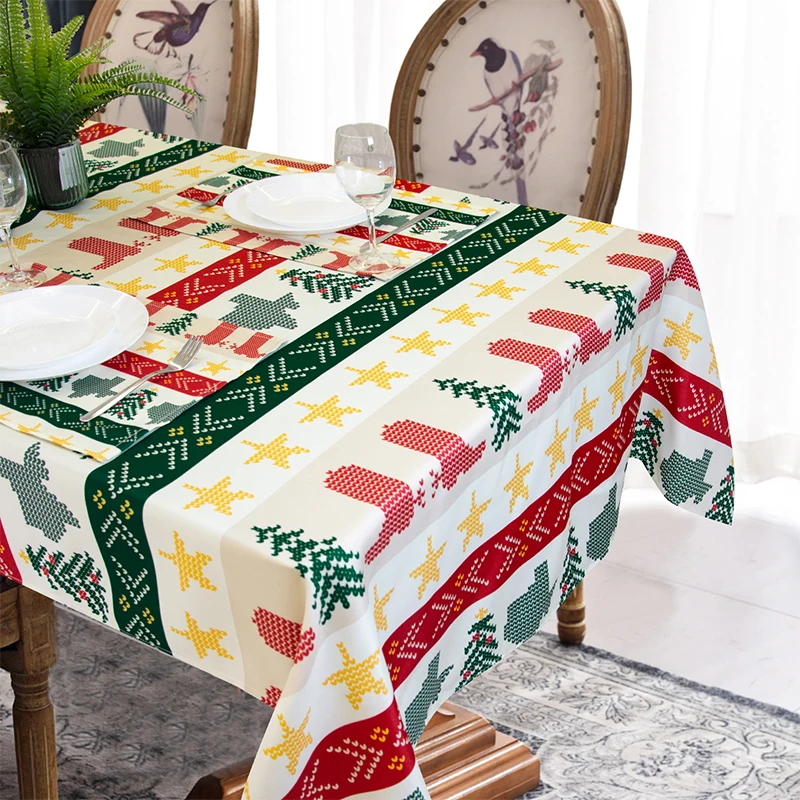 

Muwago Colorful Festive Table Cloth High Quality Waterproof Oil Proof Table Cover For Dining Room Christmas Holiday Decoration