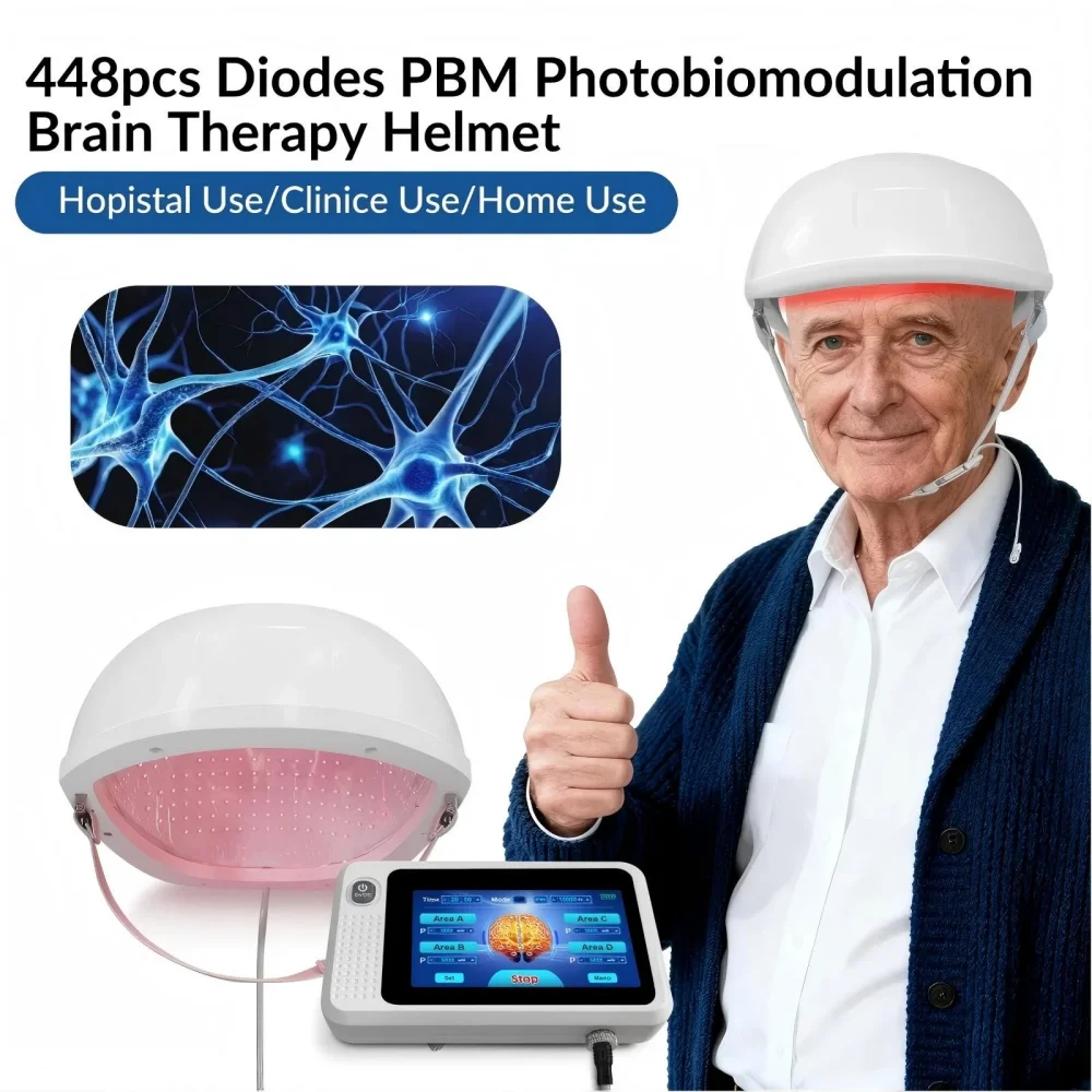 

Умный шлем для фотобиомодуляции 810 нм с регулировкой 4 зон головы, 448 диодов, устройство для фотобиомодуляционной терапии, улучшение когнитивных функций и памяти