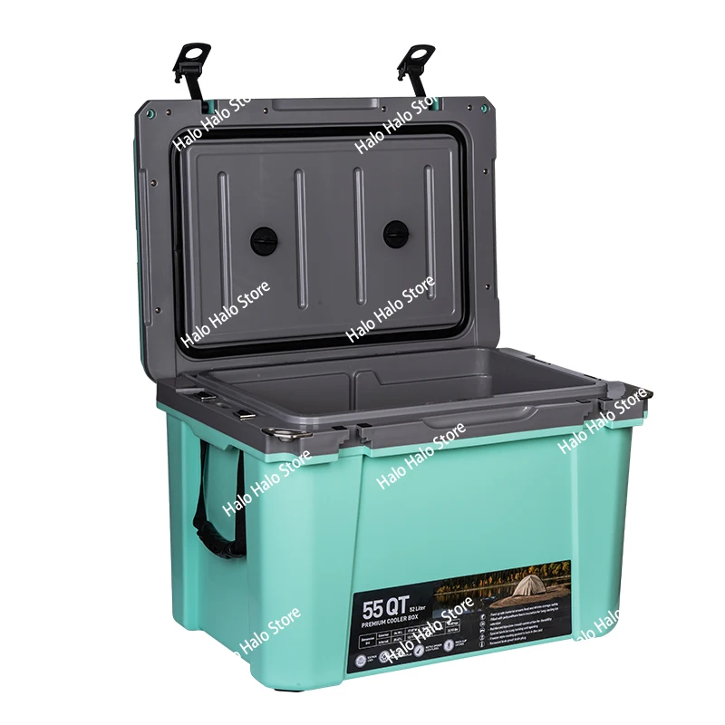 

55QT Жесткий холодильник с пластиковой изоляцией для кемпинга, ледяной сундук для рыбалки на открытом воздухе, охоты, военного полевого использования, сверхмощный