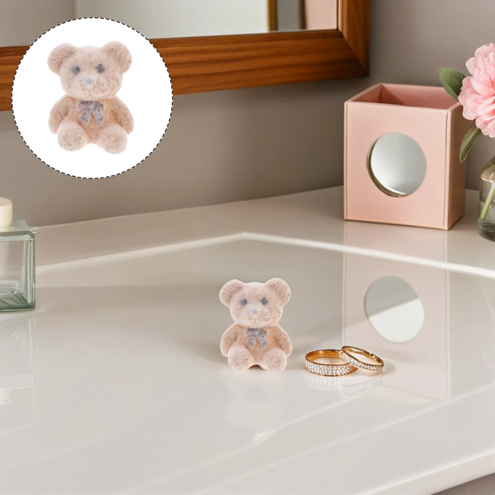 

15Pcs Mini Flocked Bear Soft Miniature Bear Cartoon Decoration Birthday Party Favor Small Bag Charm Baby Shower Accessory