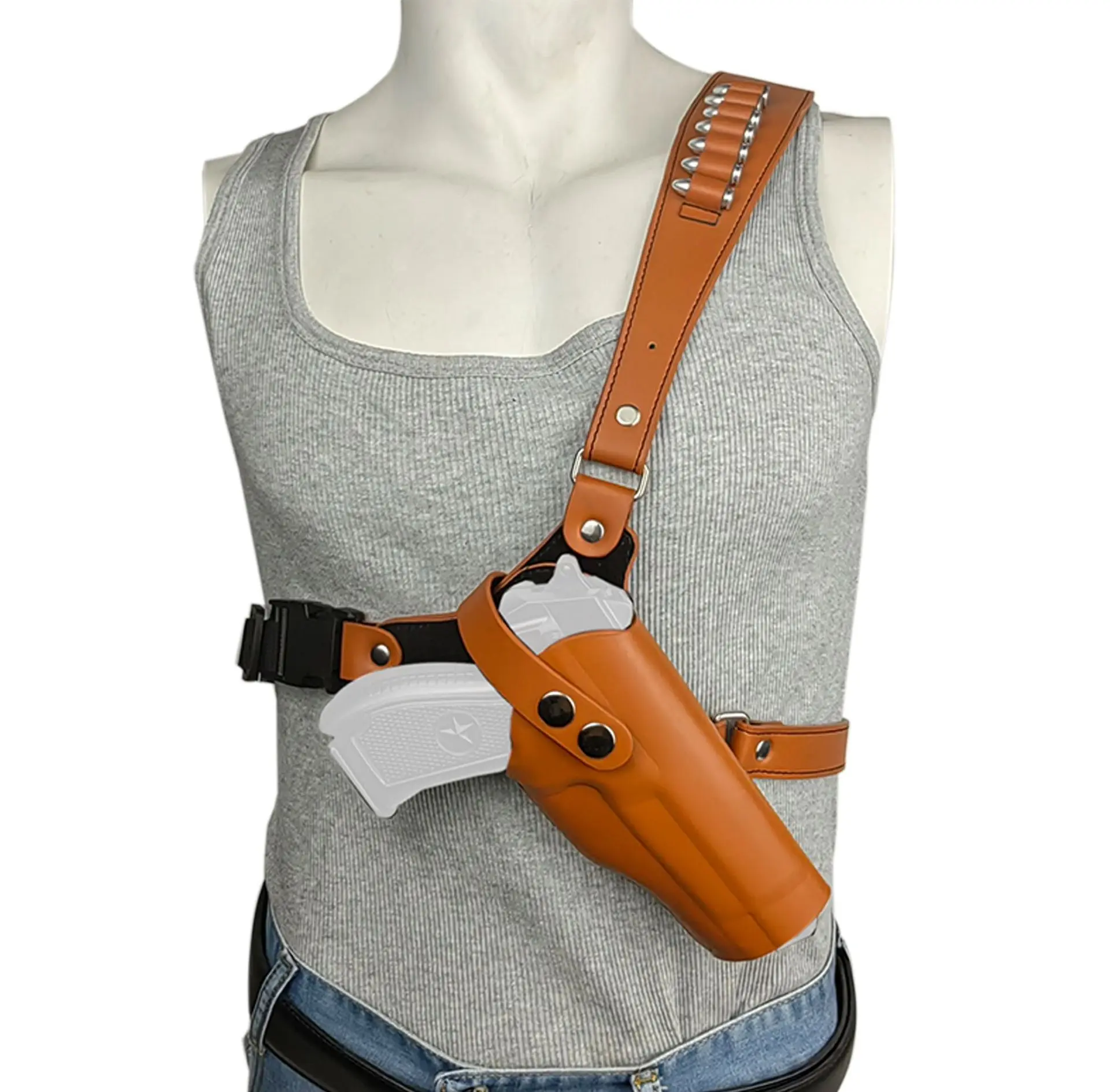

New Double Shoulder Carry Underarm Waist Pistol Pouch Magazine Pouch Holster Tactical Cowhide Pistol Holster Gift