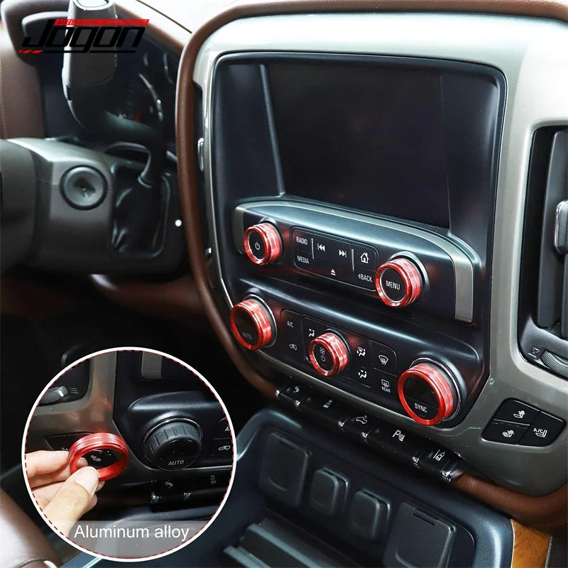 8PCS For Chevrolet Silverado GMC Sierra 2014 2015 2016 2017 2018 Air Condition Knob Cover Audio Volume Control Button Cover Trim