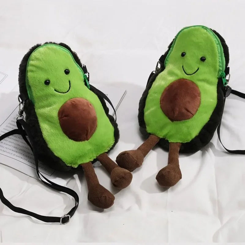 Moda carino avocado borsa in peluche cartone animato spalla messenger ragazza borsa zaino studente zainetto bambini peluche bambola giocattolo ragazza regalo