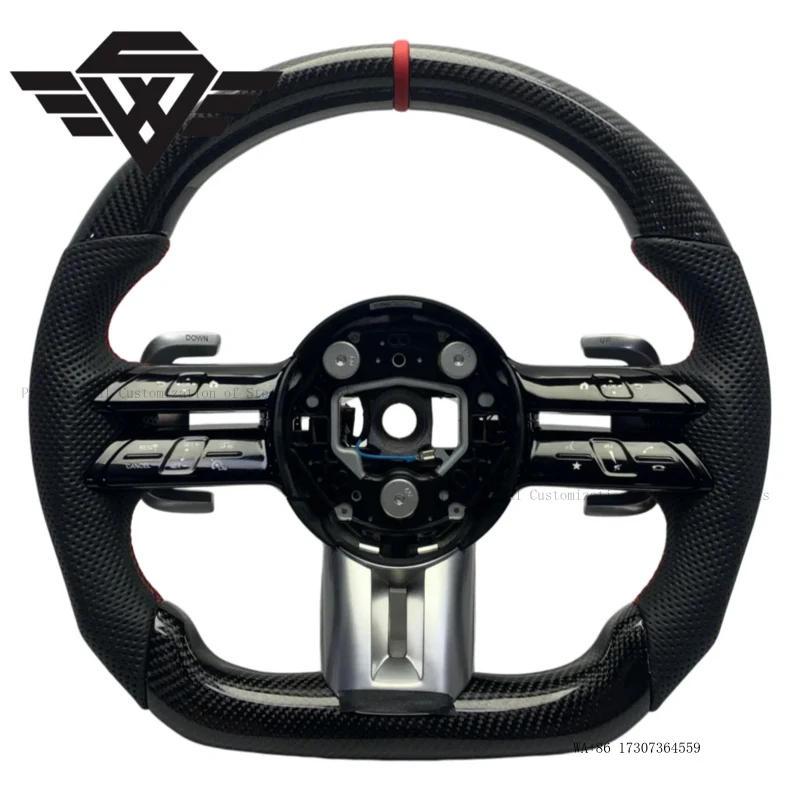 D Shape Flat Bottom Mercedes Real Carbon Fiber Sport Racing Custom Steering Wheel for Mercedes Benz C  E Class 223 809Y W242