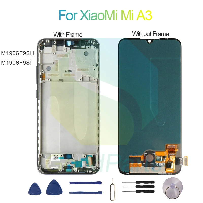 قطع غيار لشاشة شاومي Mi A3 1560*720 M1906F9SH ، M1906F9SI Mi A3 محول رقمي LCD باللمس