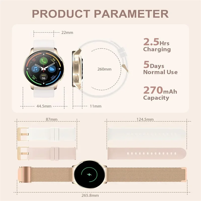 Reloj inteligente Xiaomi (responder/compensar llamadas), rastreador de ejercicios para teléfonos Android e iOS Reloj inteligente resistente al agua con HD completo de 1,32"