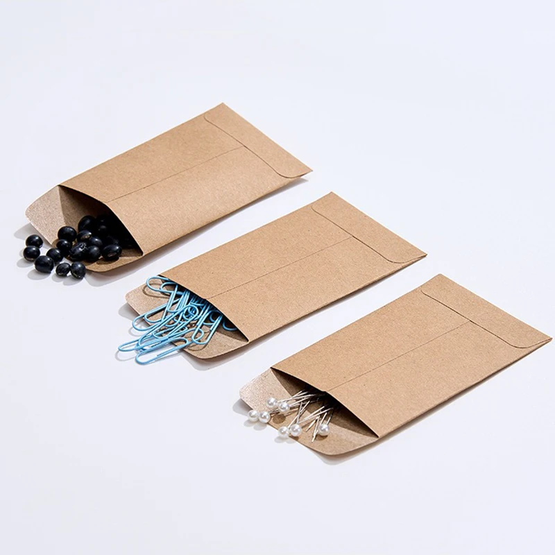 

100Pcs Wholesale Paper Envelopes Mini Envelope for Seed/Sample Self Adhesive Kraft Gift Envelope Jewelry Storage Bag 5.7x8.9cm