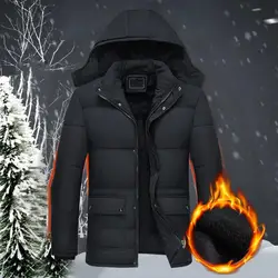 Winter Men's Jacket Wool Lined Stand Collar Long Sleeve Pocket Button Zipper Warm Business Casual Men's Jacket