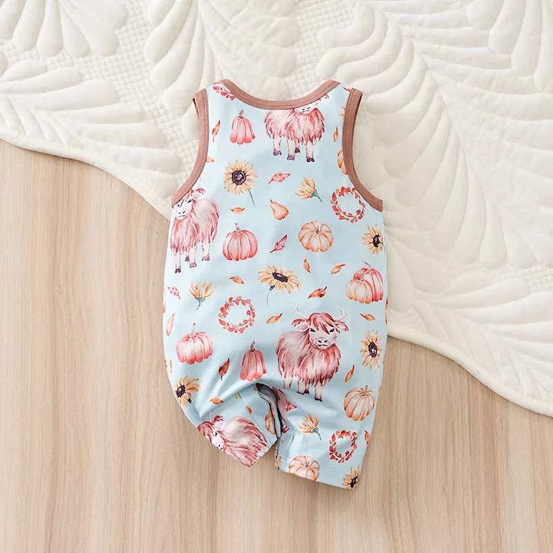 Newborn Trendy Cute Summer Animal Print Newborn Sleeveless Romper, Soft Stretch Casual Baby Daily Jumpsuit Outfit 0-18M