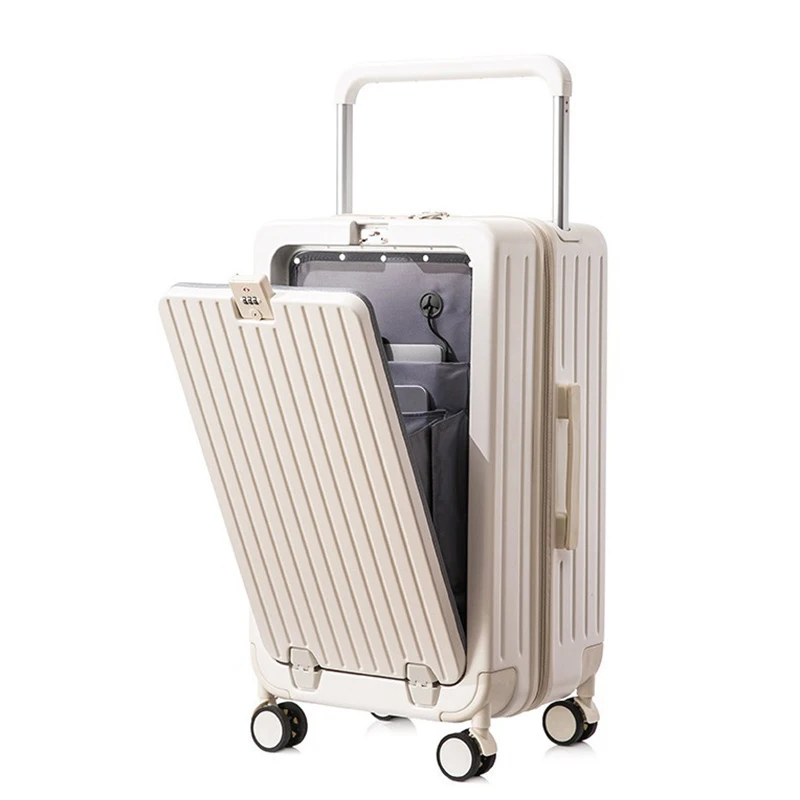 Wide Handle Suitcase Front Opening Luggage with Cup Holder 20\