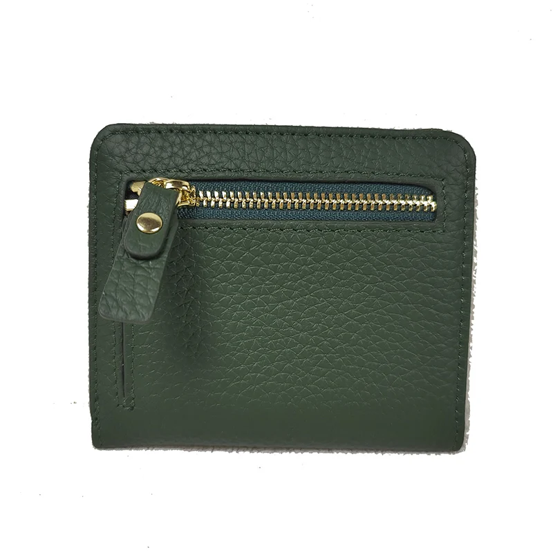 Genuine Cow Leather Cute Cat Decoration Short Wallet Women Fashion Cowhide Purse with ID Card Holders Coin Purse Card Holder