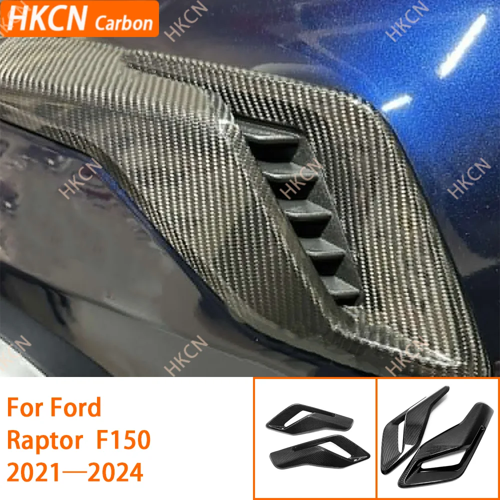 Direct Cover Carbon Fiber Front Side Fender Vents Grille Panel For Ford F150 Raptor 2021—2024 Car Interior Accessories