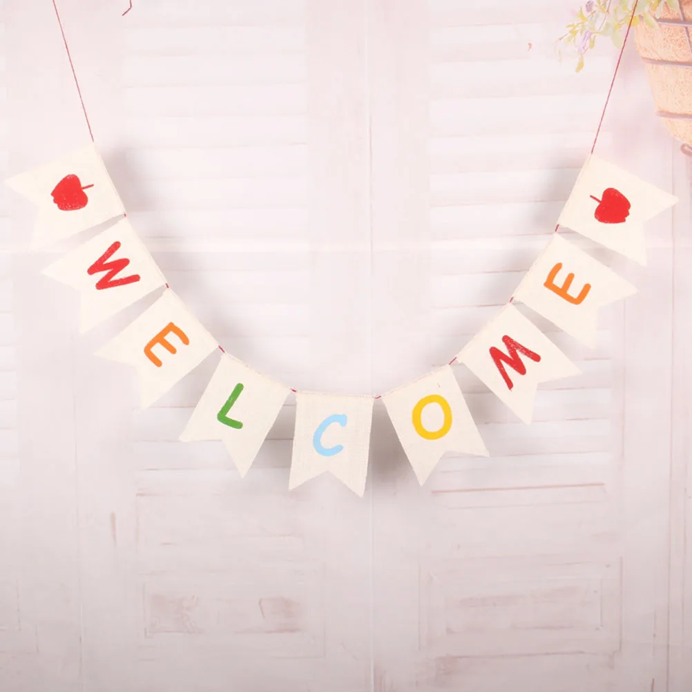 

Welcome Flags Banner Decorations Back to school Party Supplies Classroom Walls Doors Teaching Tools Lightweight Compact Size
