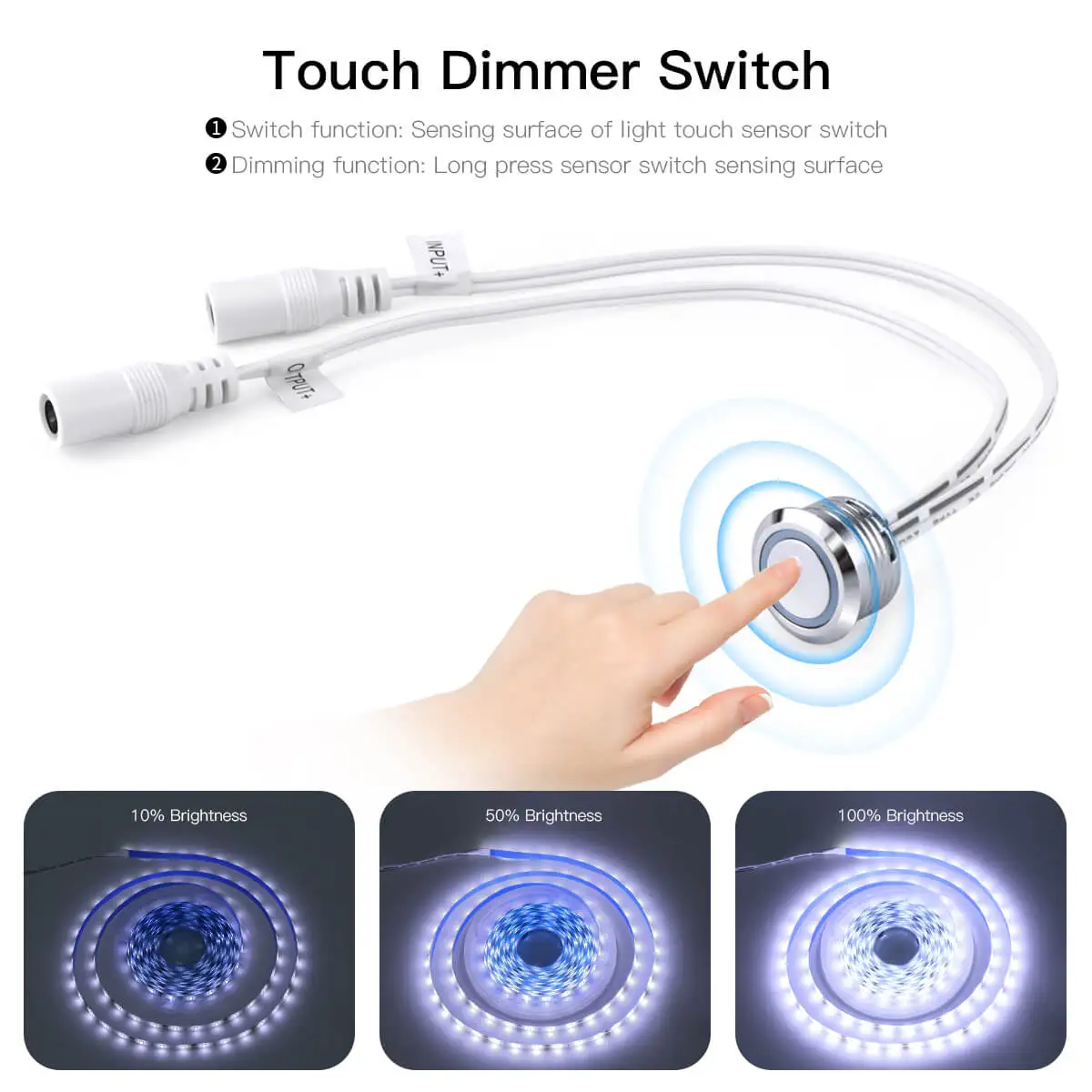 COB Recessed Dimming Switch LED Strip Light USB Powered DC12V 320LEDs/M High Bright Tape For Kitchen Bedroom Computer Backlight