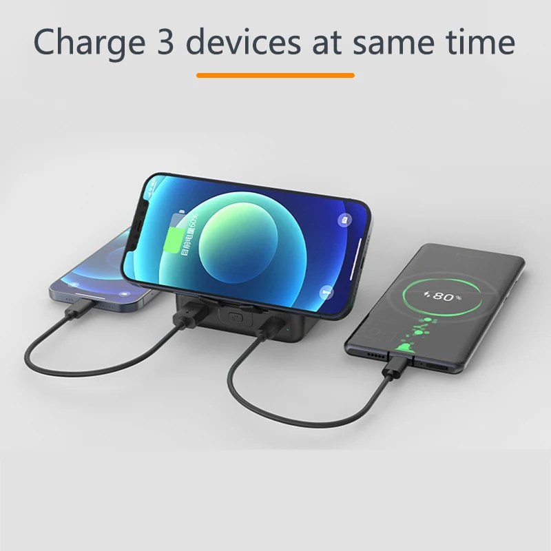 Banco de energia de carregamento sem fio com plugue AC, carregador rápido para iPhone 14, Samsung, Xiaomi Powerbank, adaptador de parede, 10000mAh, 22.5W, 4 em 1