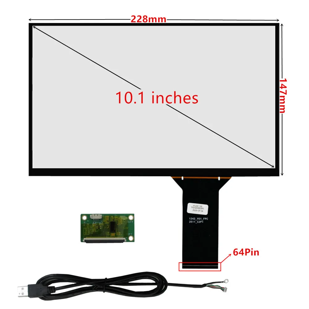 10.1 Inch 228mm*147mm Universal Multi-touch Capacitive Digitizer Touch Screen Panel Glass With USB Driver Board Converter