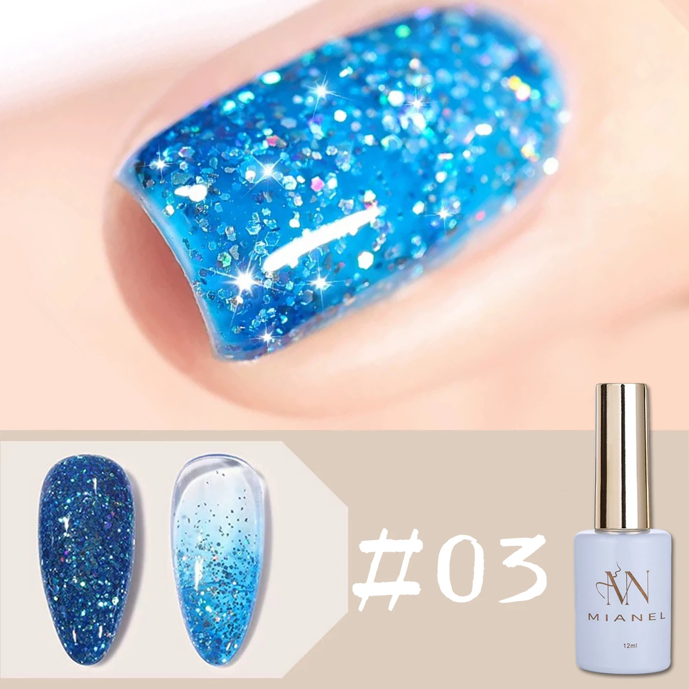 MIANEL 12ML Summer Bright Galaxy Broken Diamond Gel Nail Polish Authentic Flash Glue Silver Pink Starry Sky Glitter Nails