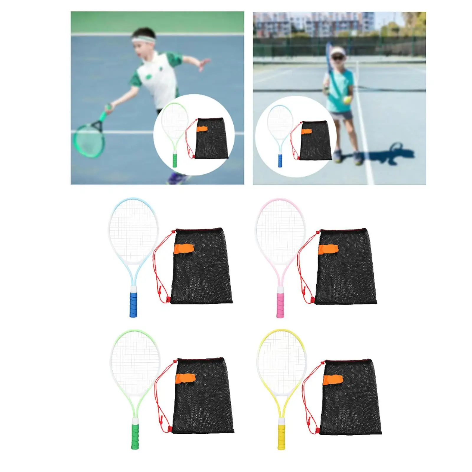 

Kids Tennis Racket Equipment Recreational Practical Junior Portable Lightweight with Storage Bag for Practice Garden Beach