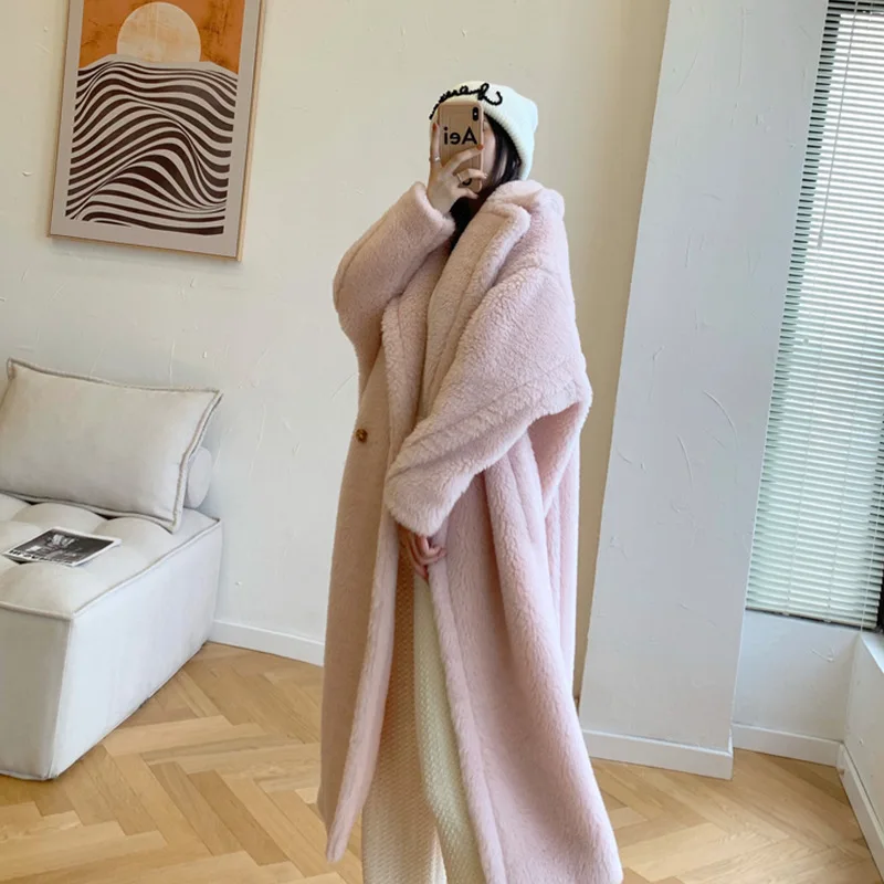 سوبر طويل رقيق فو الثعلب الفراء خندق معطف المرأة التلبيب التباين اللون فروي سترة الشتاء ملابس النساء فو الفراء معاطف Wh27