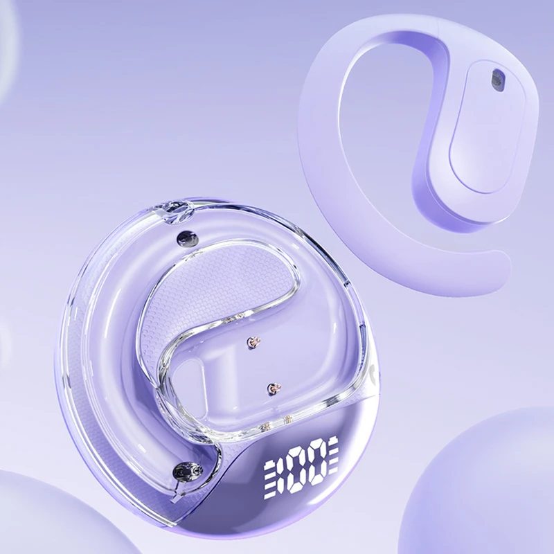 Беспроводные наушники с открытыми ушами для занятий спортом, верховой ездой, бегом, подвесная гарнитура, наушники со светодиодным дисплеем питания от аккумулятора