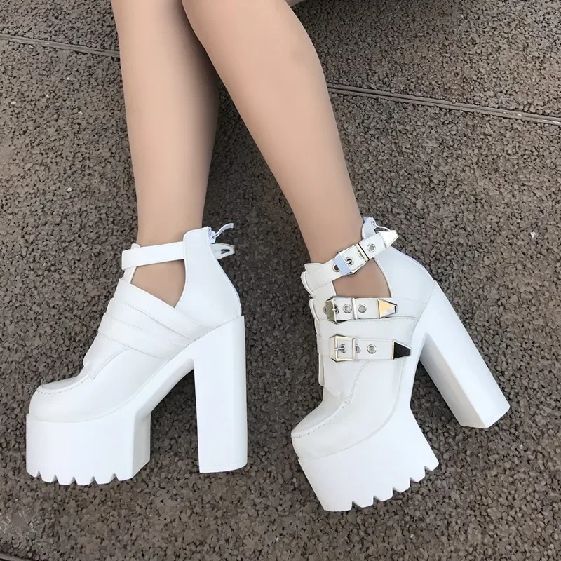 2025 New Women's Sandals Fashion Sexy 14 Cm Super High Heel Women's Shoes Stage Show Catwalk Thick With Sandals White Black