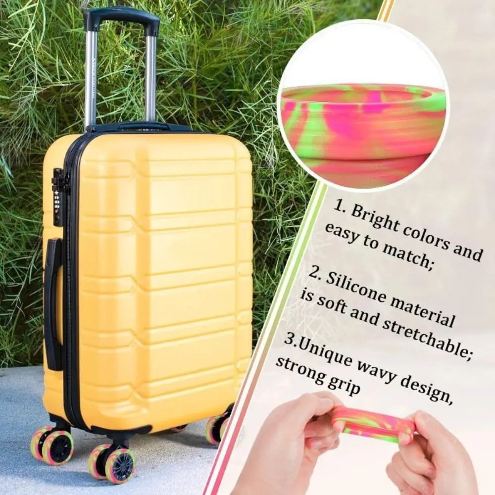 4 Pcs Silicone Luggage Wheels Protector Reduce Noise Thickened Travel Luggage Caster Shoes Reduce Wheel Wear Suitcase Parts