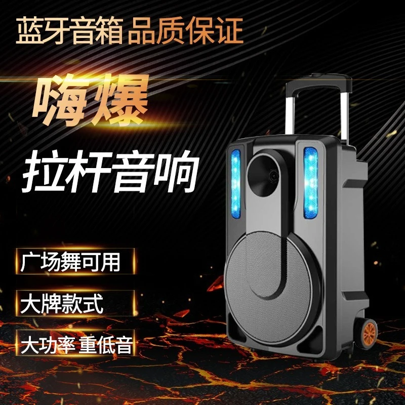 High Power Trolley Speaker with Dual Microphones, Wireless Bluetooth PA Speaker, Subwoofer for Meeting & Stage Performance