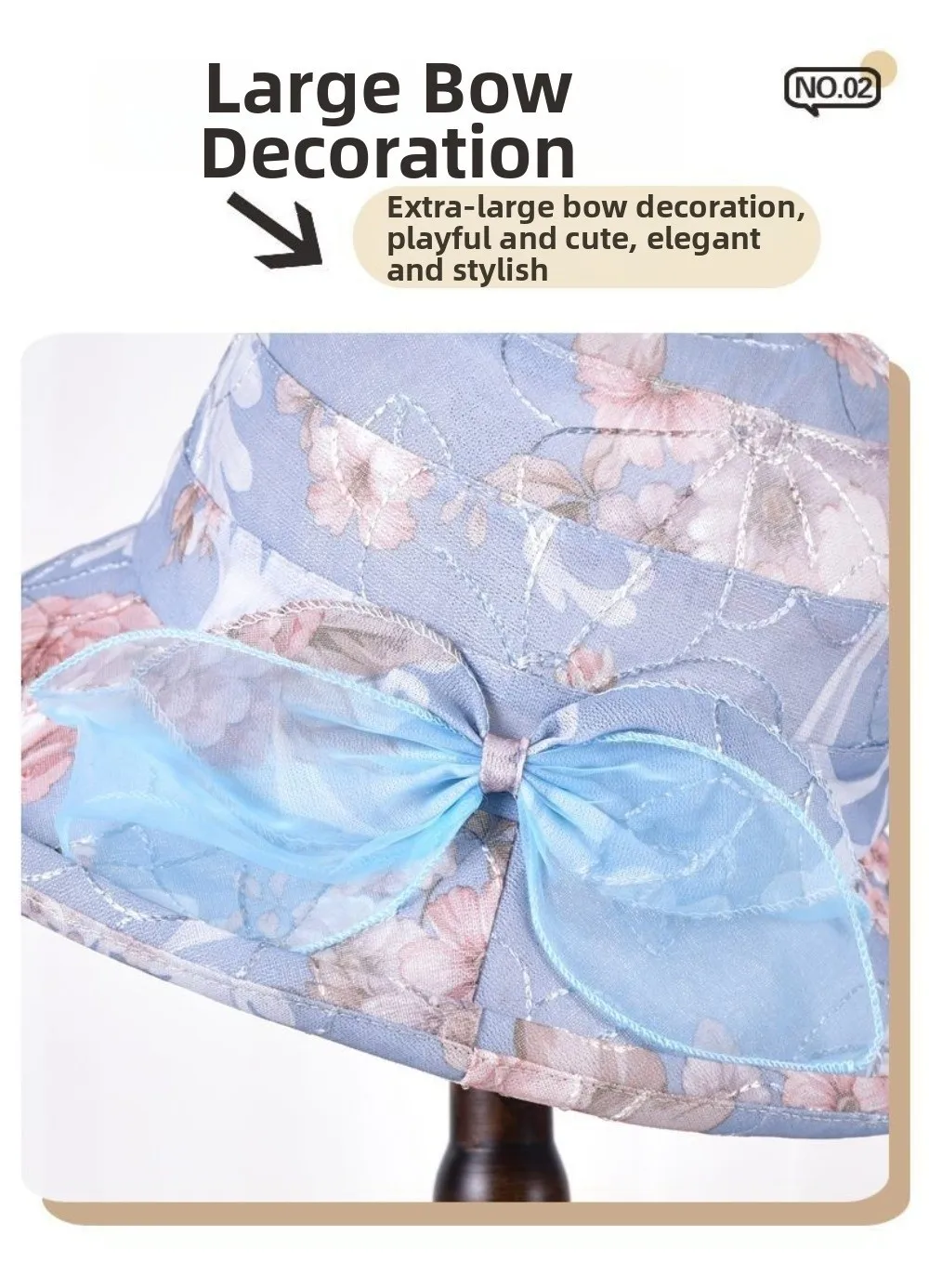 Trendy Bow Design Women's Sun Hat UV Protection Breathable Beach Hat Lightweight Wide Brim Bucket Hat Summer Outdoor