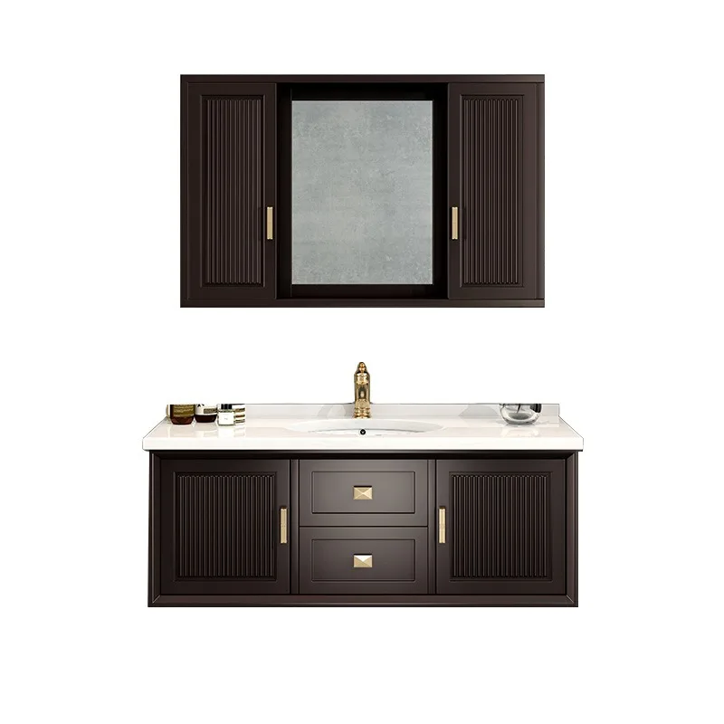 

Bathroom modern new Chinese bathroom cabinet combination solid wood wall cabinet washing hand washbasin cabinet
