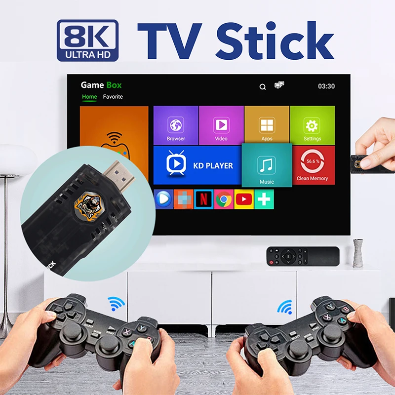 

X8 Android TV Box Game Console Double System Wireless Controller Game Stick 4K 10000 Games Retro Games for PS1/GBA Boy Gift