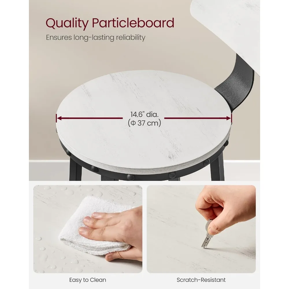 Barhocker 2er-Set, Barhocker mit Rückenlehne, Barhocker Barhocker mit Rückenlehne, Stahlrahmen, einfache Montage