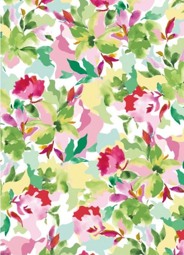 1 meter X 1.4 meter Pink Green Floral Dress Fabric Soft Viscose Poplin Material Children