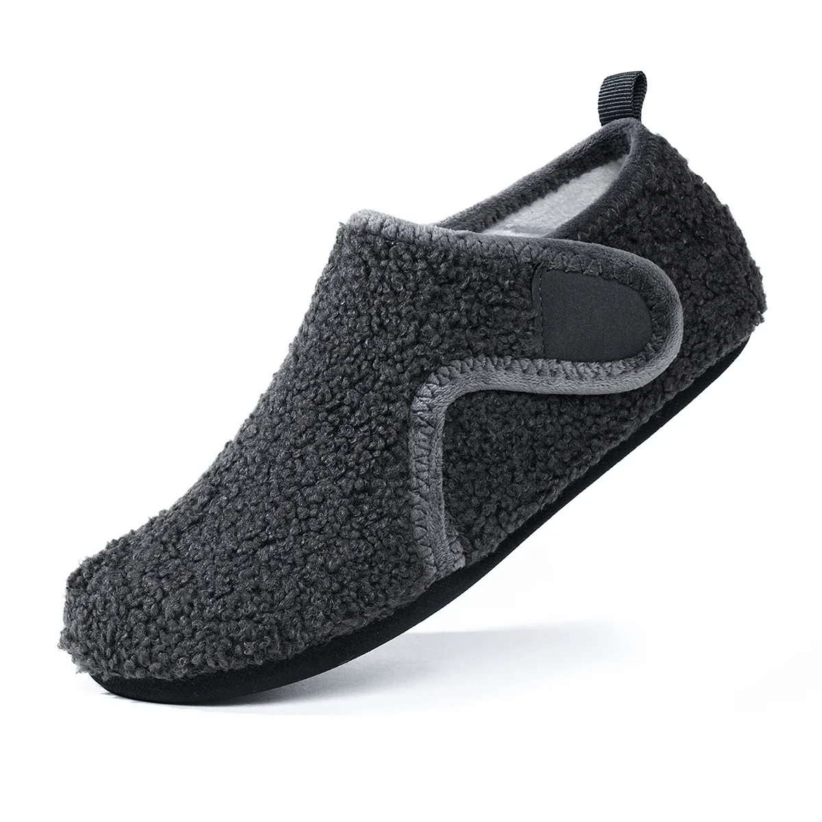 Men's Winter Warm Slippers Adjustable Velcro Fleece Lined House Shoes Non Slip Cotton Shoes Large Size 34-47